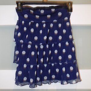 JUSTICE BLUE W/WHITE POLKA DOT STRAPLESS TOP SIZE 10 GIRL'S